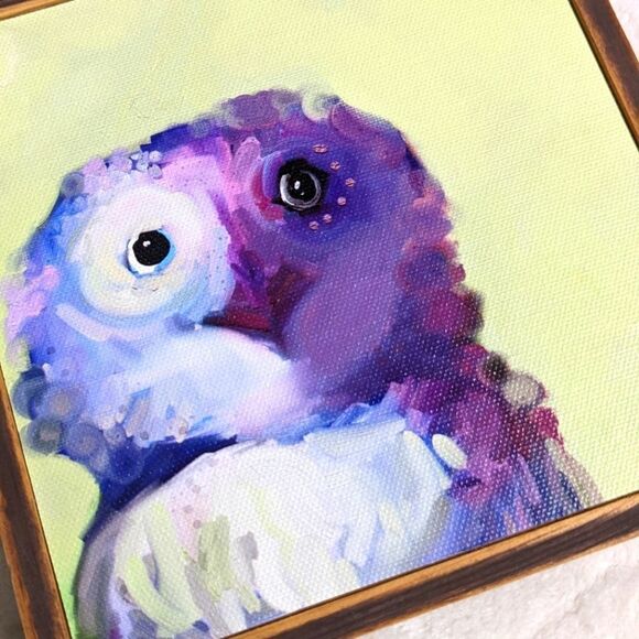 NWOT Framed 6x6 Whimsical Owl Painting by Oopsy Dasiy - Picture 3 of 9